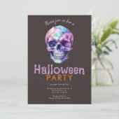 Enge en griezelige Blue & Paarse schedel Halloween Kaart (Staand voorkant)