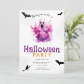 Enge en griezelige Ghost Halloween Party Kaart (Staand voorkant)