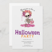 Enge en griezelige Skelet Halloween Party Kaart (Voorkant / Achterkant)
