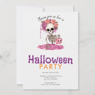 Enge en griezelige Skelet Halloween Party Kaart