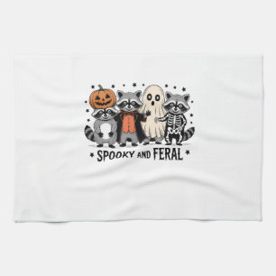 Enge en verwilderde grappige Halloween wasbeer Theedoek