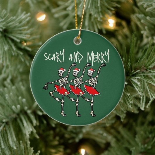 Enge en vrolijke Kerstmis schedel skelet ballerina Keramisch Ornament (Boom)