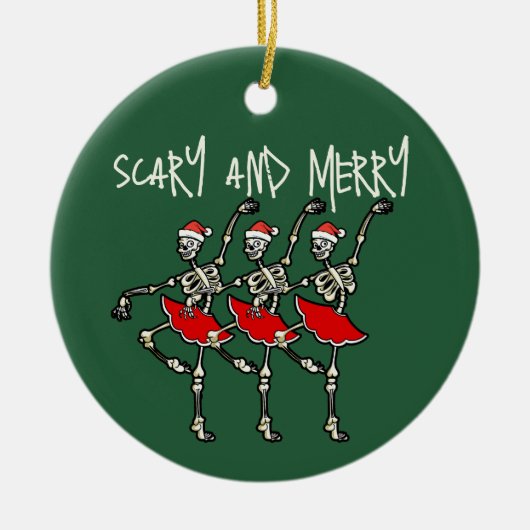 Enge en vrolijke Kerstmis schedel skelet ballerina Keramisch Ornament (Voorkant)