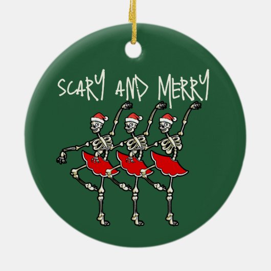 Enge en vrolijke Kerstmis schedel skelet ballerina Keramisch Ornament (Achterkant)
