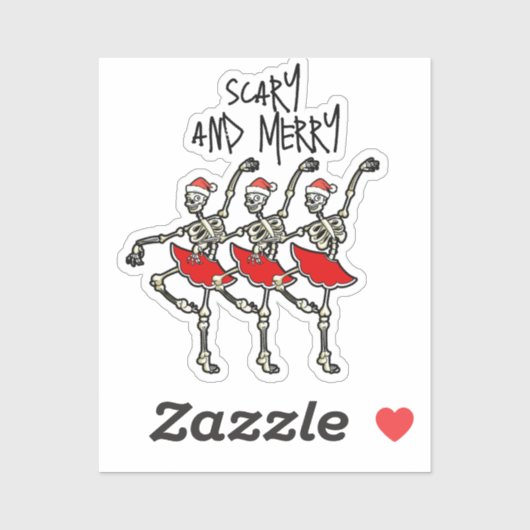 Enge en vrolijke Kerstmis schedel skelet ballerina Sticker (Vel)