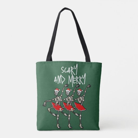 Enge en vrolijke Kerstmis schedel skelet ballerina Tote Bag (Achterkant)