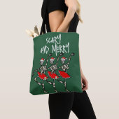 Enge en vrolijke Kerstmis schedel skelet ballerina Tote Bag (Dichtbij)