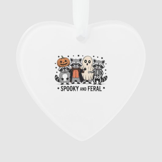 Enge en Wilde Grappige Halloween Wasbeer Ornament (voorkant)