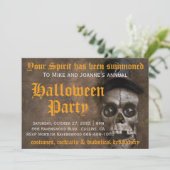 Enge enge enge Schedel met Hoed Halloween Feestje Kaart (Staand voorkant)