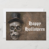 Enge enge enge Schedel met Hoed Halloween Feestje Kaart (Achterkant)
