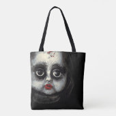 enge enge Gothic porseleinen popje halloween Tote Bag (Achterkant)