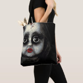 enge enge Gothic porseleinen popje halloween Tote Bag (Dichtbij)