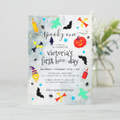 Enge enge kleine Boo Halloween verjaardag Kaart (Staand voorkant)