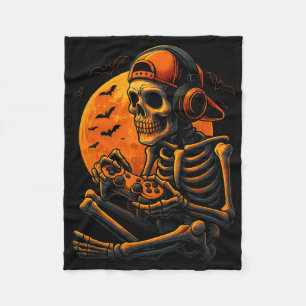 Enge Gamer Halloween Griezelig Skelet Speelt Vide Fleece Deken