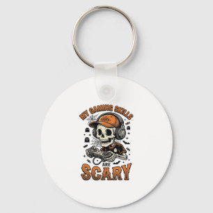 Enge gamer skelet vintage Halloween shirt ontwerp Sleutelhanger