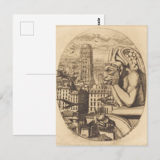 enge gargoyle kijken over de stad briefkaart (Voorkant / Achterkant)