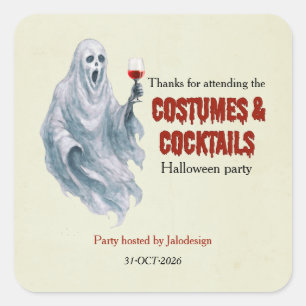 Enge Geest Kledij Cocktail Halloween Feest Vierkante Sticker