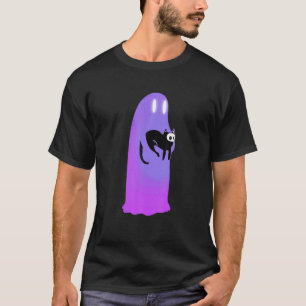 Enge geest met griezelige schattige zwarte kat hal t-shirt