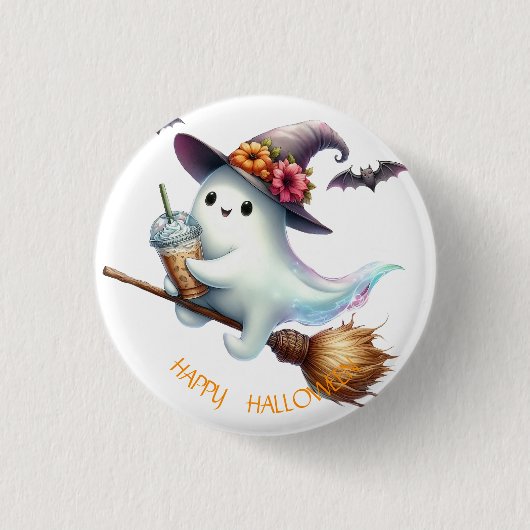 Enge Gelukkige Halloween Ronde Button 3,2 Cm (Voorkant)