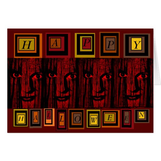 Enge gezicht "HAPPY HALLOWEEN" wenskaart (Voorkant Horizontaal)
