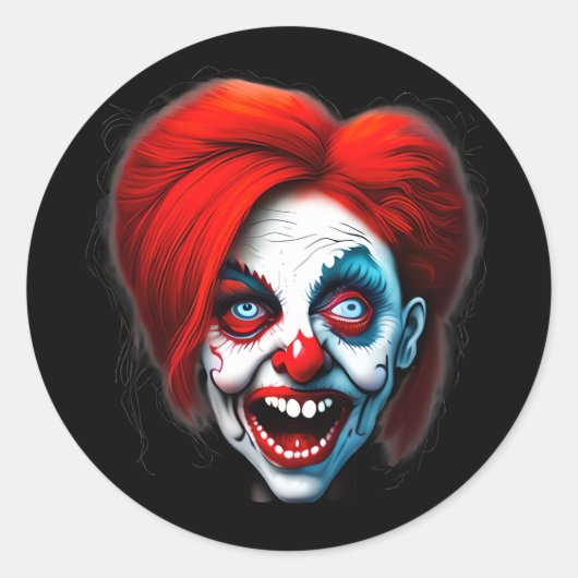 Enge glimlachende rode haar Lady Clown Ronde Sticker (Voorkant)