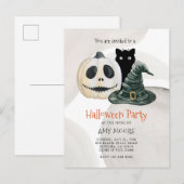 Enge Gotische Pompoen Witch Pet Halloween Uitnodiging Briefkaart (Voorkant / Achterkant)