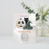 Enge Gotische Pompoen Witch Pet Halloween Uitnodiging Briefkaart (Staand voorkant)