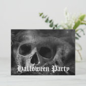 Enge gotische schedel Halloween-feestje Kaart (Staand voorkant)