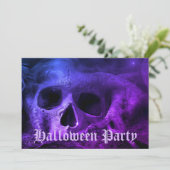 Enge gotische schedel Halloween-feestje Kaart (Staand voorkant)