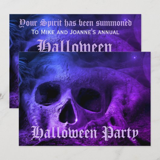 Enge gotische schedel Halloween-feestje Kaart (Voorkant / Achterkant)