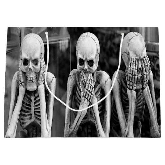 Enge Grappige Skeletten Halloween Gift Bag Groot Cadeauzakje (Voorkant)