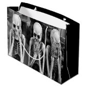 Enge Grappige Skeletten Halloween Gift Bag Groot Cadeauzakje (Achterkant Gekanteld)