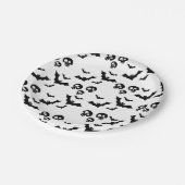 Enge grappige zwarte schedel en vleermuizen papieren bordje (Gekanteld)