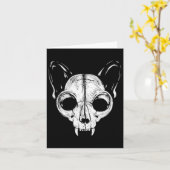 Enge Griezeldier Kat Felien Schedel Skelet Hallowe Kaart (Gele Bloem)
