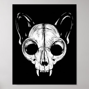 Enge Griezelen Kat Feline Schedel Skelet Halloween Poster
