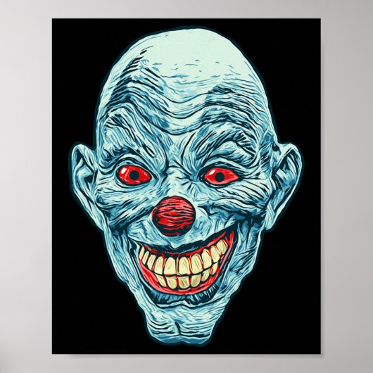 Enge griezelige clown gezicht Halloween horror gra Poster (Voorkant)