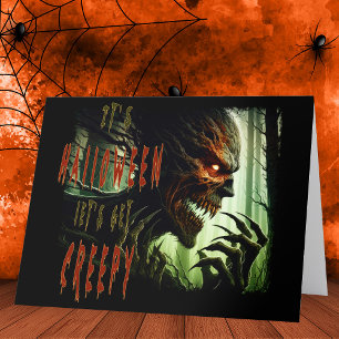 Enge griezelige horror hout monster, demon of ghou bedankkaart