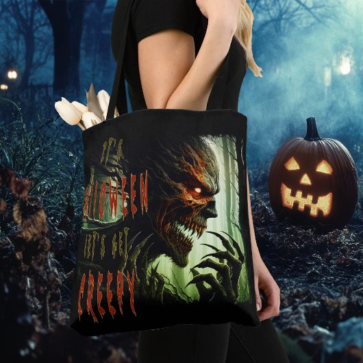 Enge griezelige horror hout monster, demon of ghou tote bag