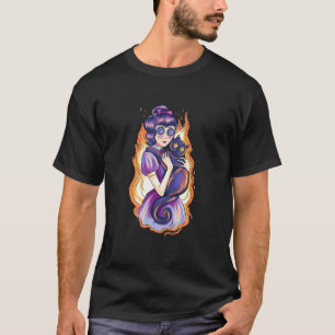 Enge griezelige meid met kat t-shirt
