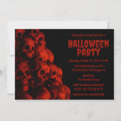 Enge griezelige Spooky Red Skulls Halloween Party Kaart (Voorkant)