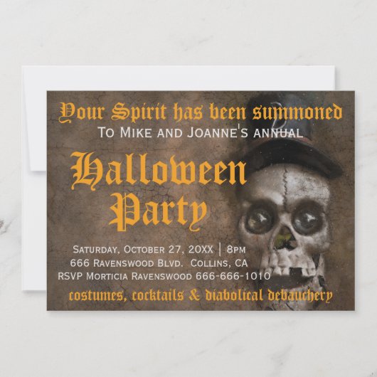 Enge griezelige Spooky Skull met Pet Halloween Par Kaart (Voorkant)