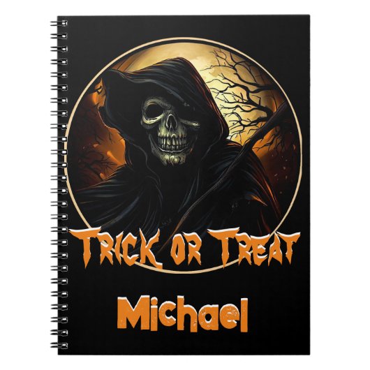 Enge Grim Reaper Trick or Treat Notitieboek (Voorkant)
