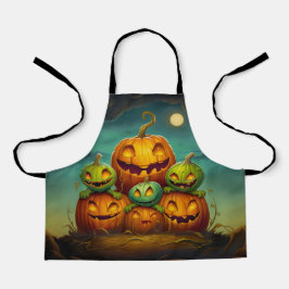 Enge groene pompoen monsters Halloween Schort
