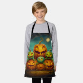 Enge groene pompoen monsters Halloween Schort (Gedragen)
