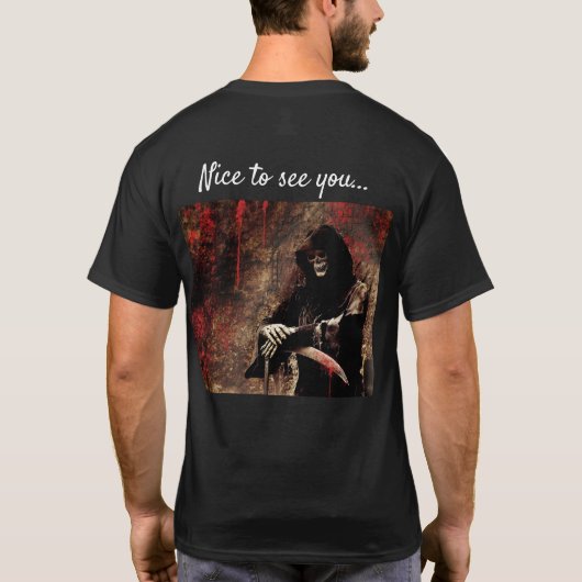 Enge Groet van de Magere Hein T-shirt (Achterkant)