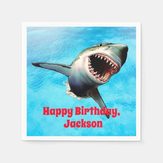 Enge grote witte haai springen servetten (Voorkant)