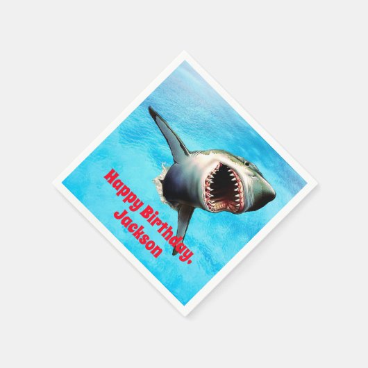 Enge grote witte haai springen servetten (Hoek)