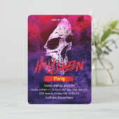 Enge Grunge Schedel Halloween Feest Kaart (Staand voorkant)
