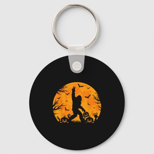 Enge Halloween Bigfoot Pompoen Grappige Halloween Sleutelhanger (Voorkant)