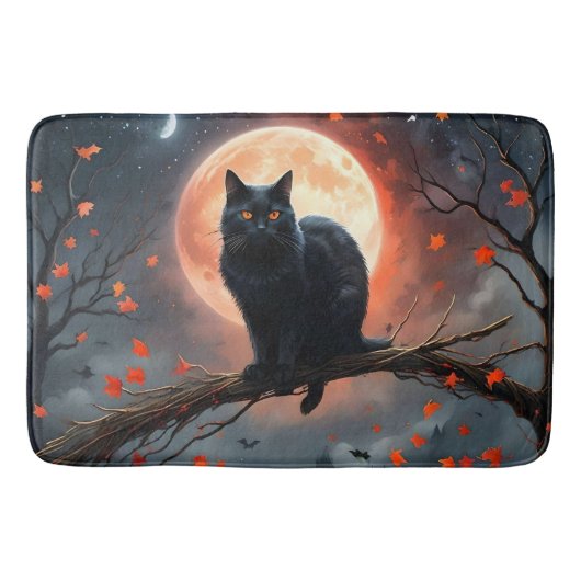 Enge Halloween Black Cat maanlicht, Badmat (Voorkant)